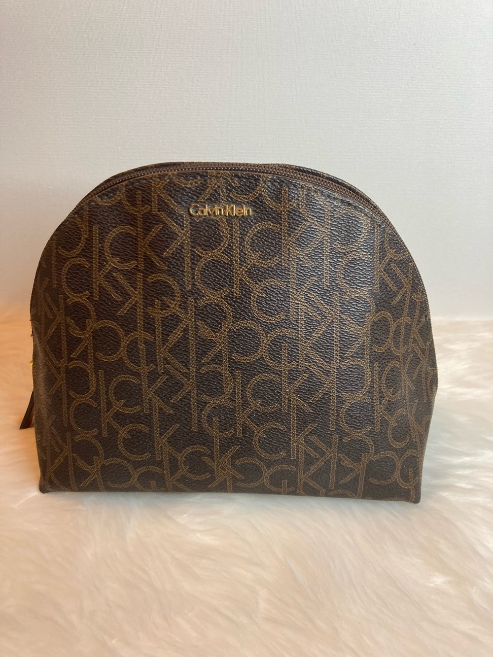 Calvin Klein Brown Monogram Cosmetic Case - NWOT
